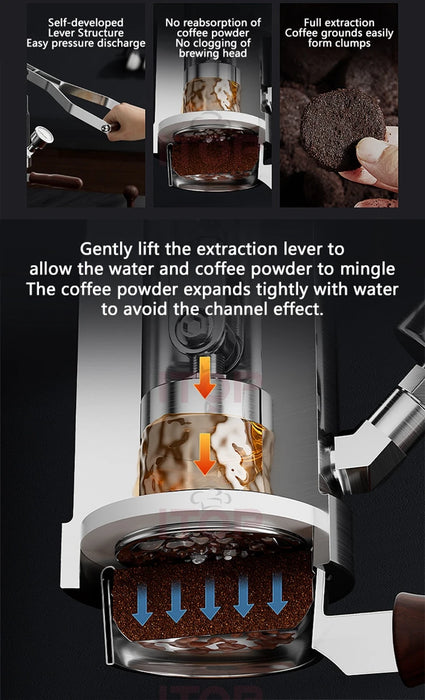 ITOP IT-HPEM-P Hand Press Coffee Maker With PID Temperature Control 9 Bar Constant/Variable Pressure Lever Espresso Coffee NEW