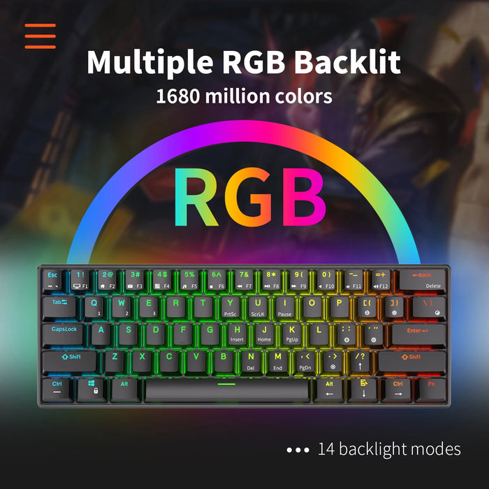 RK ROYAL KLUDGE RK61 Tri-mode BT5.0/2.4G/USB Mechanical Keyboard 60% 61 Keys RGB Hot-swappable Bluetooth Wireless Gamer Keyboard