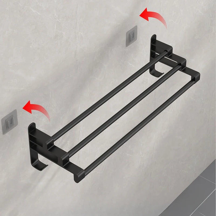 Punch-free Towel Rack Bathroom Wall Mounted Towel Bar Modern Simple Household Toilet Bath Towel Rack Hanging Hook Storage Shelf