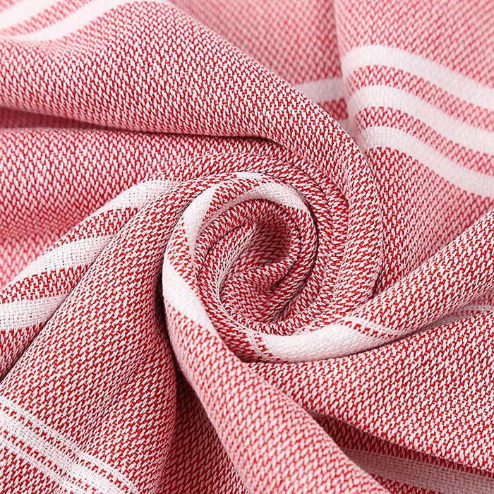 Premium 100% Cotton Turkish Sand-Free Fringed Beach Towel for Adults - Outdoor Shawl with Striped Sauna Bath Towel