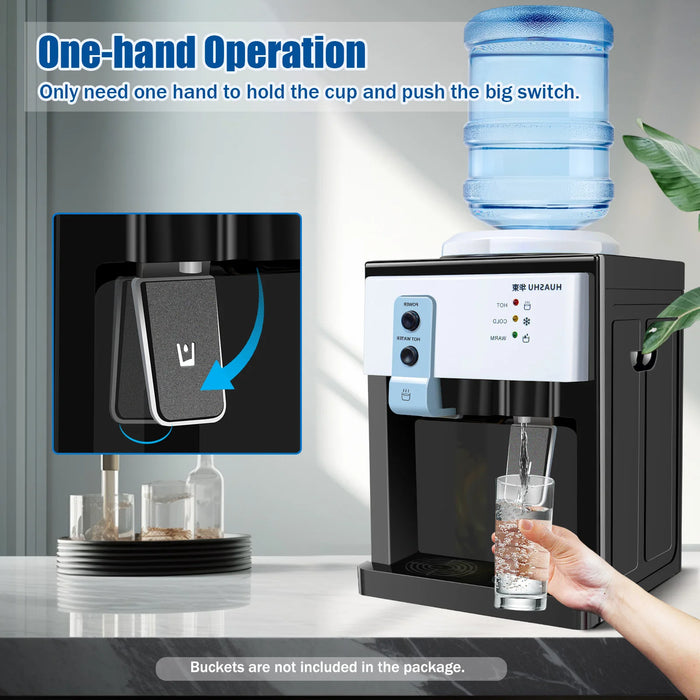 5 Gallons Countertop Hot and Cold Water Dispenser 3 Temperature Settings Top Loading Drinking Machine Home Office Use