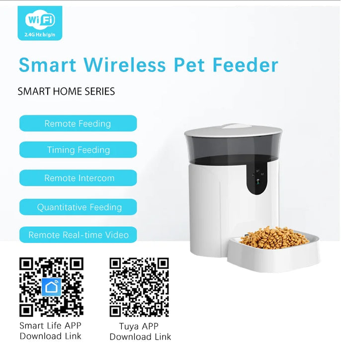 Tuya App Wireless Wifi Remote Control Real-Time Video and Voice Intercom 7L Definite Time Smart Automatic Pet Feeder