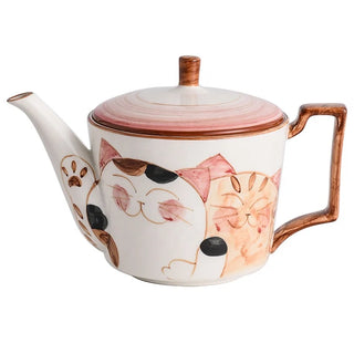 High quality ceramic lucky cat pattern teapot and cup set set bone china afternoon tea tea set
