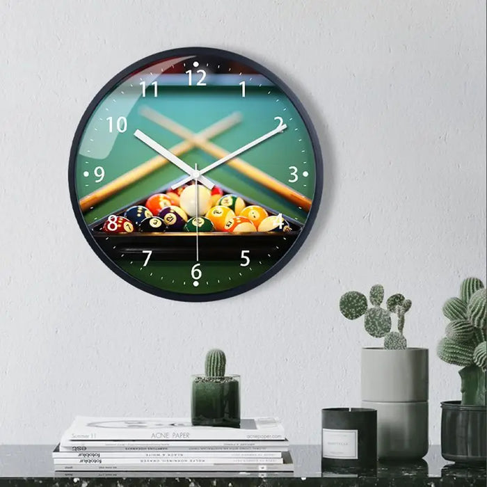 Billiard Room Decoration Wall Clock Household Modern Simplicity Billiard Hall Mute Round Clock Creative Club Hanging Decorations