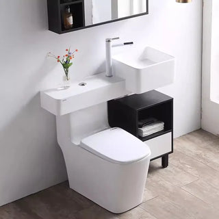 Minimalist small unit wash basin with integrated toilet sink, sink, wash basin, integrated toilet