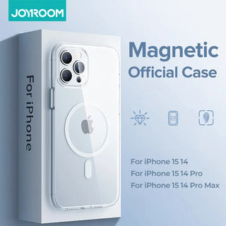 Joyroom Magnetic Case For iPhone15 14 13 Pro Max Transparent Cover For iPhone 13 Pro Max Case Wireless Charger Magnet Back Cover