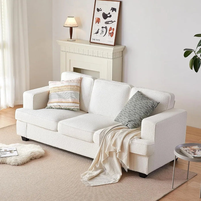 84" Sofa, Sofa Bed Couch, Sleeper Sofa with Extra Deep Seats, Sectional Couches for Living Room, Teddy Velvet Oyster White