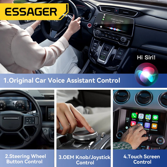 Essager Mini Carplay Wireless For Toyota Mazda Nissan Camry Suzuki Subaru Citroen Audi Mercedes Kia Ford Opel For iPhone IOS 15