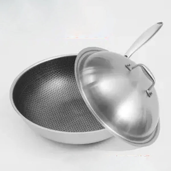 Stainless Steel Wok Non-stick Pan Handle Household Non-oily Smoke and Non-coated Pan Wok  Frying Pan  Non Stick Wok Cookware