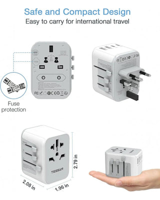TESSAN Universal Travel Adapter International All-in-one Travel Charger with USB & Type C Wall Charger for US EU UK AUS Travel