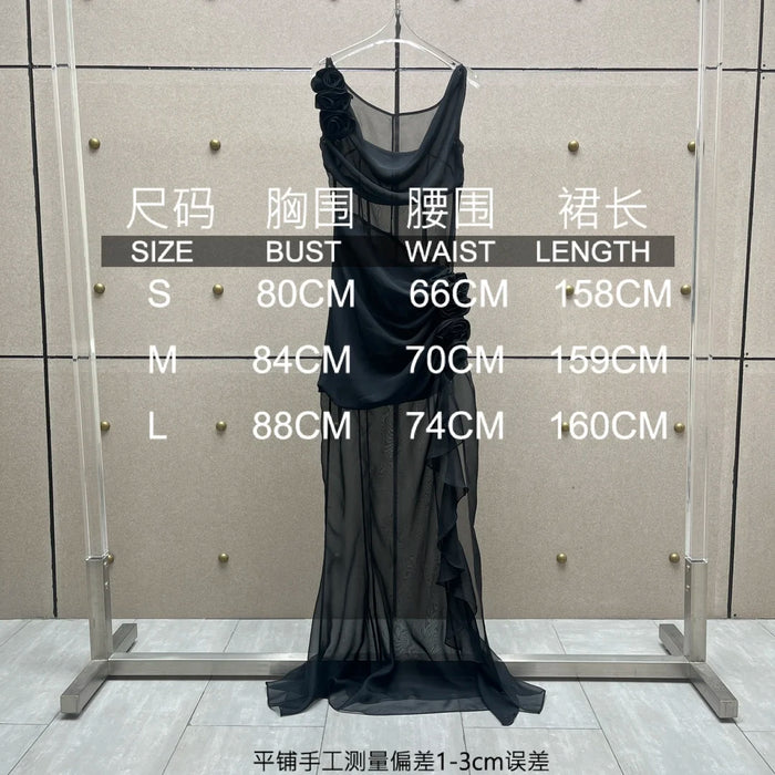 2024 Summer New Women's Wear Elegant mesh three-dimensional flower decoration dress 0516