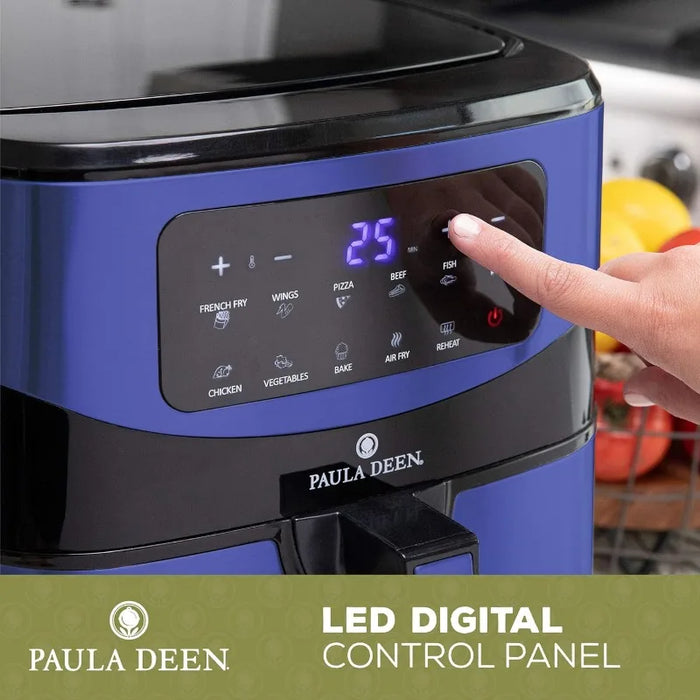 Paula Deen Stainless Steel 10 QT Digital Air Fryer (1700 W), LED Display, 10 Preset Cooking Functions, Ceramic Non-Stick Coating