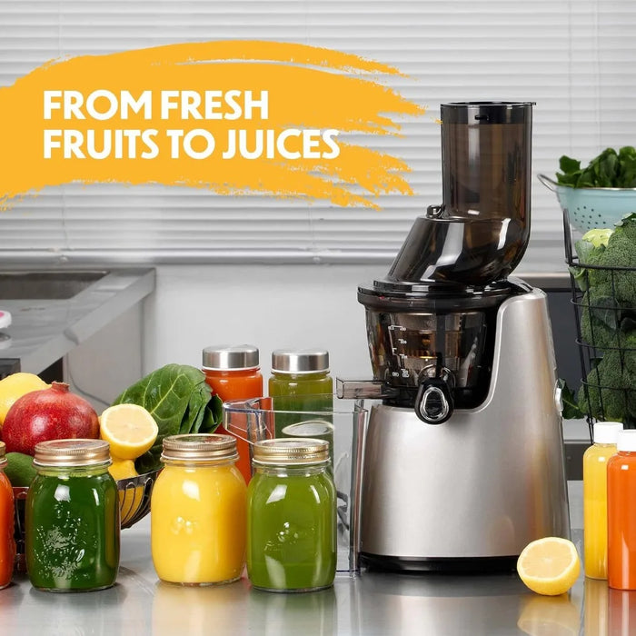 Slow speed juicer has higher nutritional and vitamin content, no BPA content, easy to clean, super efficient 240W