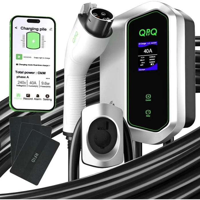 Level 2 EV Charger 40 Amp ev Chargers for Home Level 2 NEMA 14-50 Plug,Use Swipe Card or APP to Start