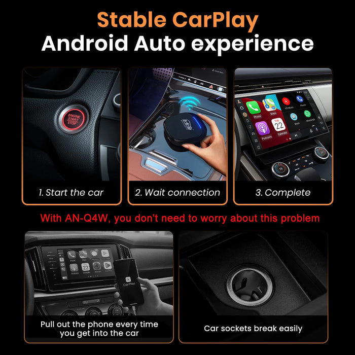 Android 13 MMB CarPlay AI Box LED QCM6225 Wireless CarPlay Android Auto Smart AI Box 4GLTE with SIM TF Port FOTA Upgrade 8G+128G