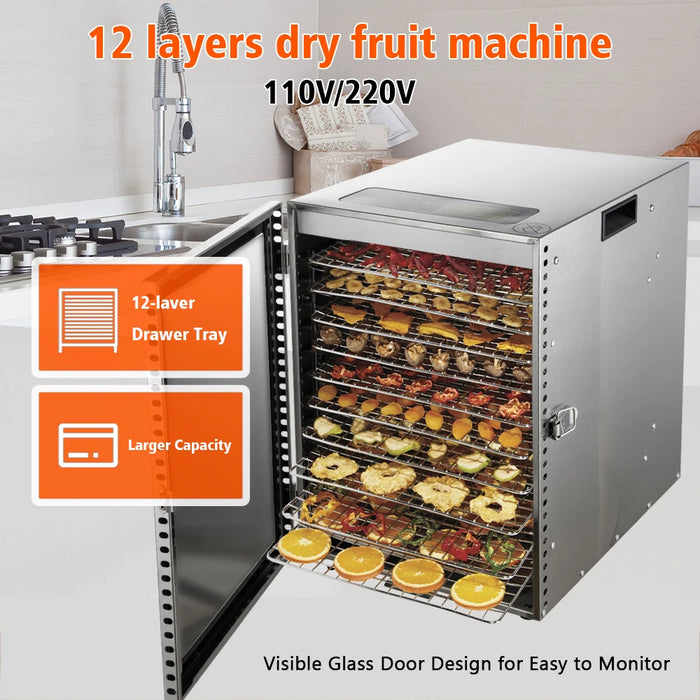 12 Layers 220VFruit Dryer Food Household Fruit Dryer Bean Dissolving Pet Food Dehydration Air Drying Machine