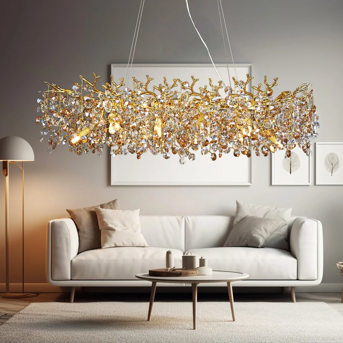 Luxury Crystal Pendant Chandelier Dining Room Led Lights Restaurant Hanging Light Fixture Sun Flower Crystal Led Chandelier