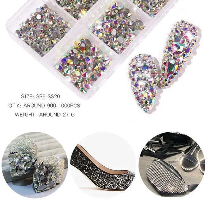 Nail Salon Art Glass Rhinestone Crystal Decorations 3D Professional Accessories Flatback Nail Art Rhinestones