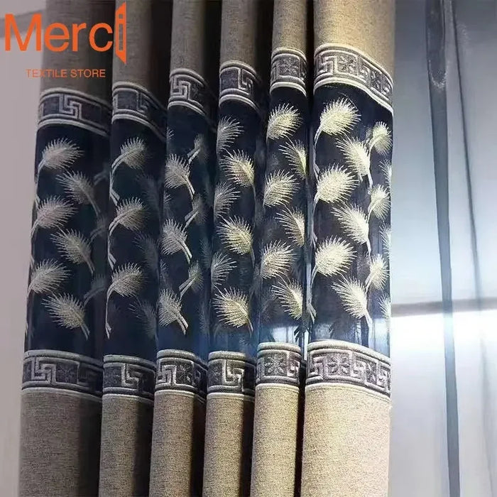 European Style Curtains for Living Dining Room Bedroom Cashmere Hollow Embroidered tulle Fabric High Shading Customized Luxury