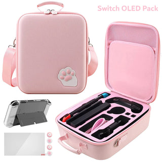 Accessories Kit for Nintendo Switch OLED Model Games Bundle Shell Case Grip Caps Carrying Case Screen Protector