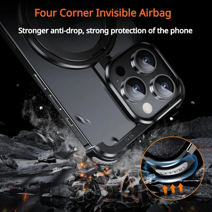 Metal Stand Phone Case For Iphone 13 12 14 15 Pro Max Plus Magnetic Holder Phone Bumper For IPHON 14 15 Promax Wireless Charging