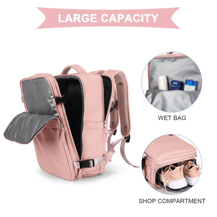 Travel Backpack for Women Men, 35L Airline Approved Carry On Backpack,Waterproof Luggage College Bookbag Daypack Hiking Backpack