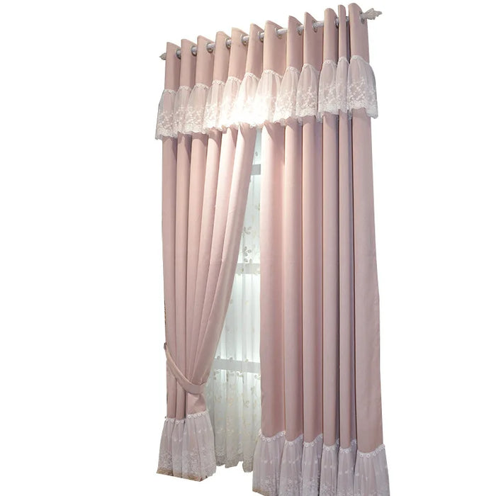 Customized Modern Grace Curtains for the Living Room Bedroom Luxury Simple Princess Style Pink Lace Window Curtain