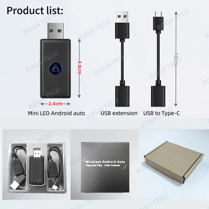 New Upgrade Mini Wired to Wireless Android Auto Adapter for Wired Android Auto Car Smart Ai Box Bluetooth WiFi  Auto connect Map