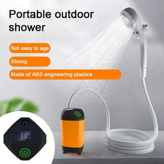 Simple Outdoor Camping Shower Pump Waterproof with Digital Display for Camping Travel Family Rental Portable Electric Shower New