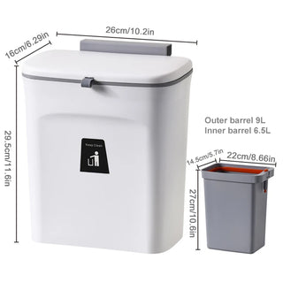 Kitchen Bathroom Toilet Waste Storage with Inner Barrel Wall Mounted Trashcan Cabinet Garbage Rubbish Bin Door Hanging Trash Can