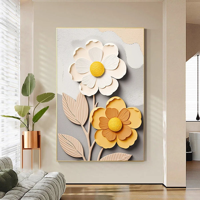 Abstract 3D Flowers Leaf Posters Plants Painting Wall Art Pictures for Living Room Bedroom Nordic Cuadro Home Decor No Frame