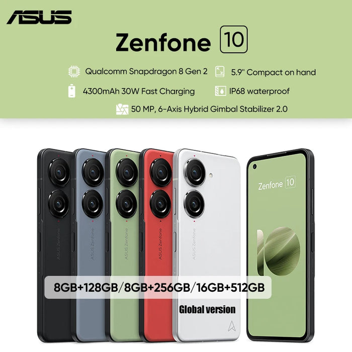 2023 NEW ASUS Zenfone 10 5G Snapdragon 8 Gen 2 5.9'' 144Hz AMOLED Screen 4300mAh Battery IP68 waterproof NFC Global Version