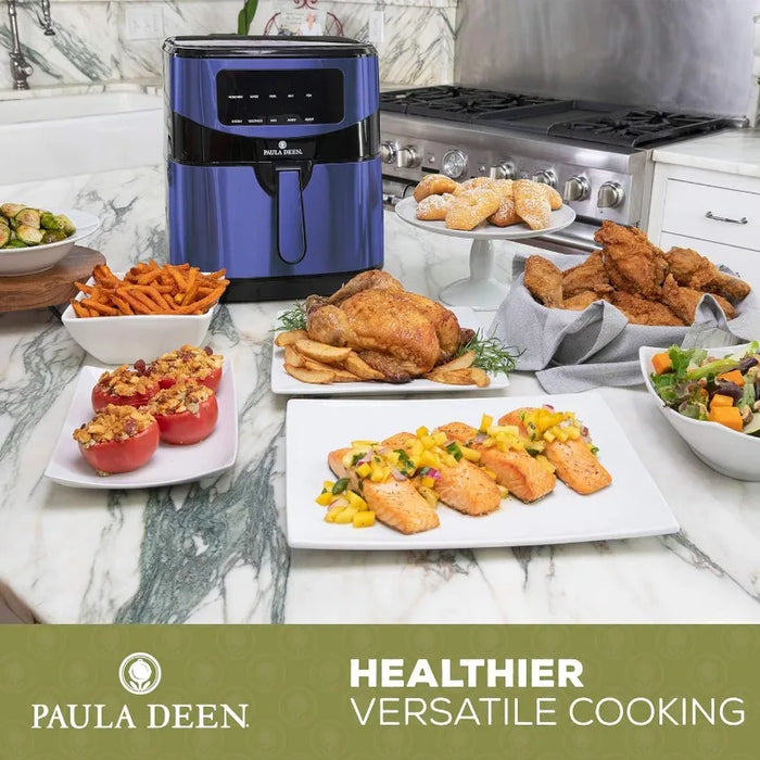 Paula Deen Stainless Steel 10 QT Digital Air Fryer (1700 W), LED Display, 10 Preset Cooking Functions, Ceramic Non-Stick Coating