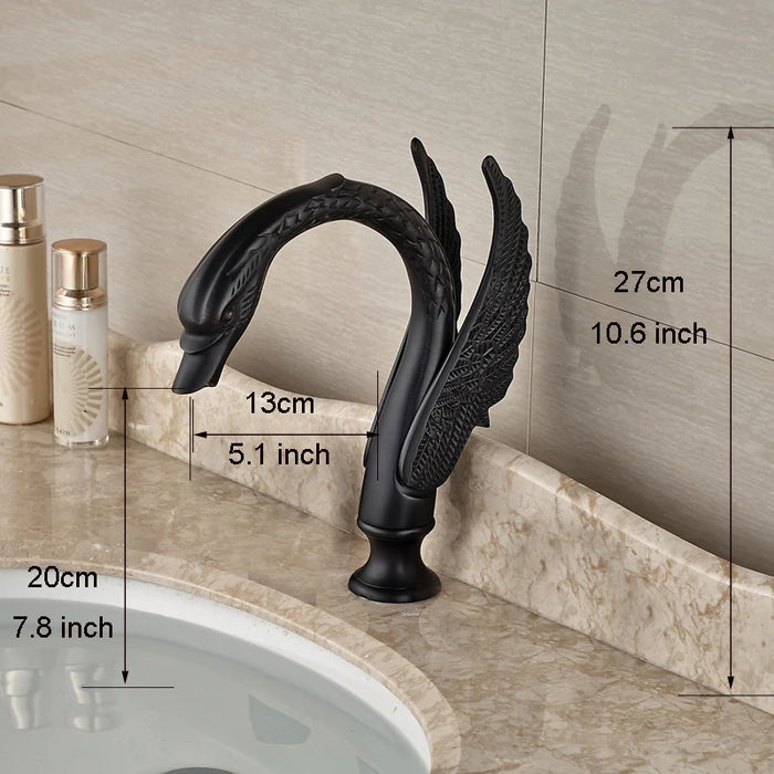 Vidric Swan Shape Widespread Two Wing Basin Faucet Oil Rubbed Bronze Hot Cold Water Mixer Tap For Bathroom Sink