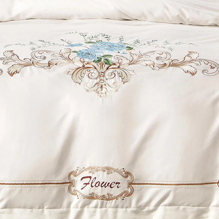 High-end Chic Embroidery Princess White Bedding Set Luxury Europe Style Long-staple Cotton Duvet Cover Bed Sheet Pillowcases