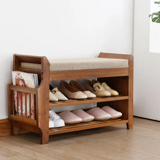 Shoe Storage Rack Bench With Double Layer Cushion Seat Living Room Shoe Organizer Entryway Storage Hallway Furniture Shoe Stool