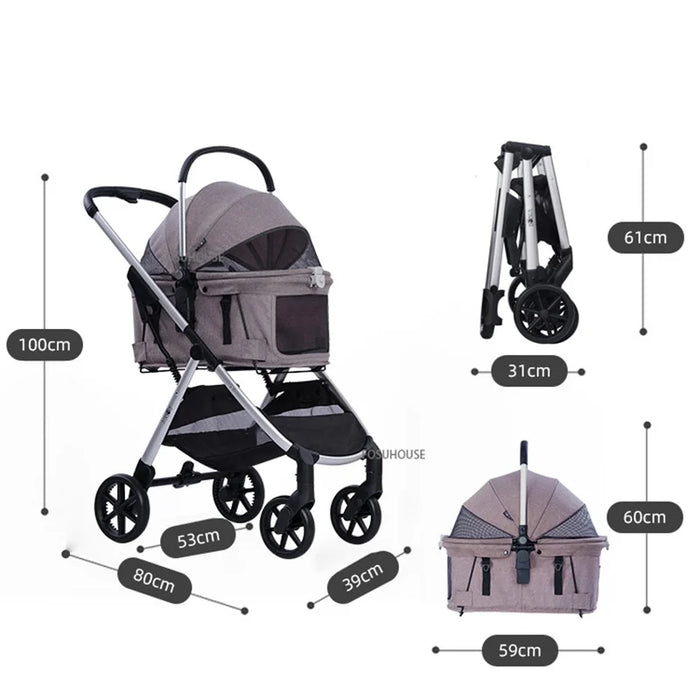 Nordic Portable Separable Pet Bag Pet Stroller for Cat Dogs Car Seat Foldable Seasons Universal Stroller Outdoor Walking Trolley