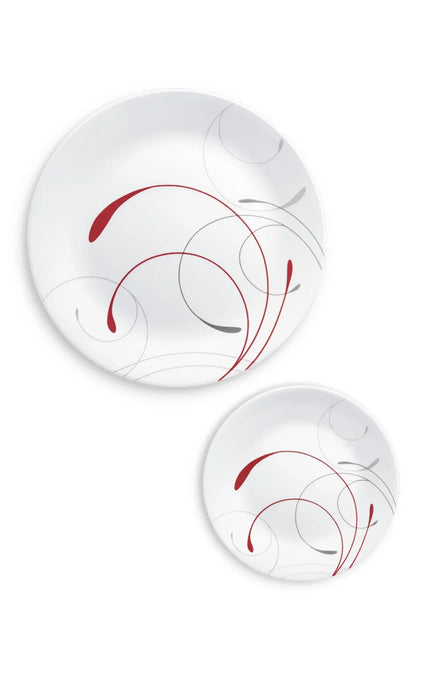 White and Red Round 12-Piece Dinnerware Set dinnerware set、plate, bowl
