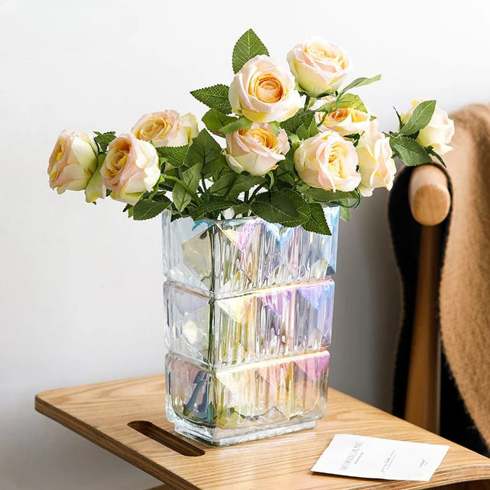 Creative Vases Decoration Home Living Room Flower Arrangement Glass Transparent Light Luxury Water Raised Rose Lily Flowers Vase