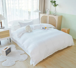 Bedding Set White Color Luxury Bedding Kit Cotton Duvet Cover Set Twin Queen King Size Bed Set 3pcs/4pcs Bed Sheet Sets