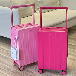 Luggage female 20 "small trolley case  new high appearance suitcase level travel 24 light pink leather case