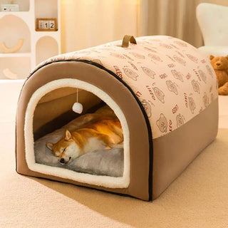Enclosed Dog House Kennel Warm Winter Cat Cave Soft Cozy Sleeping Bed for Small Medium Dogs Cats Puppy Nest Basket Supplies 강아지