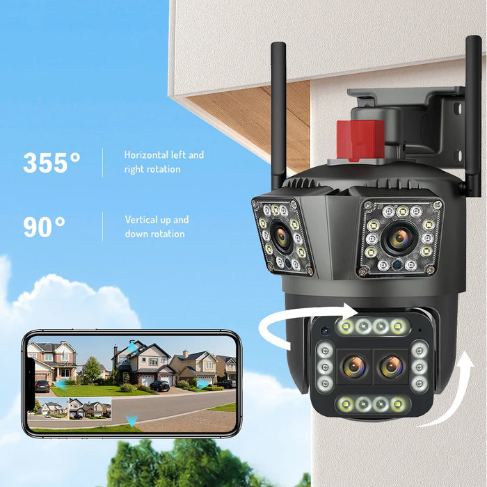 8K 16MP Outdoor 12X Zoom Cam Thour Lens Three Screen WiFi IP Camera Security Protection Motion Detection 4K CCTV Survalance