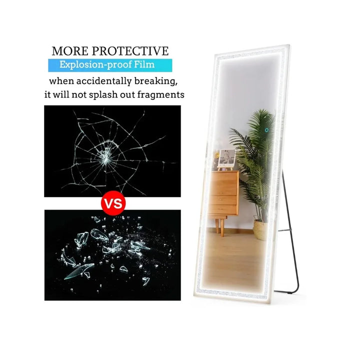 Mirror with Star Pattern Light -Stand up Mirror, Wall Mounted Hanging Mirror, Bedroom Mirror with Dimming & 3 Color Modes