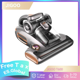 JIGOO T600 Dual-Cup Smart Anti-Mite Cleaner Bed Vacuum Cleaner, 700W 15KPa Suction, Dust Mite Sensor, UV Light, Ultrasonic Tech