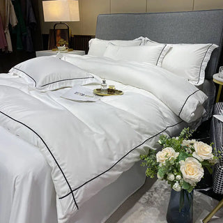 1 Set Cotton Bedding Set with Duvet Cover Bed Sheet Pillowcase Luxury  Bedsheet Solid Color King Queen Full Twin Size