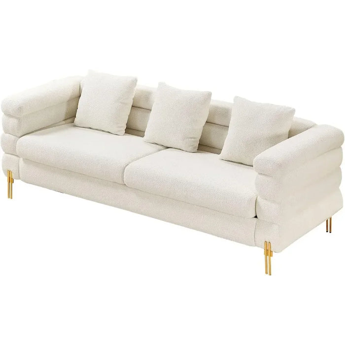 Large 85 inch, 3-seater living room comfortable sofa - white deep seat, strong load-bearing  GM