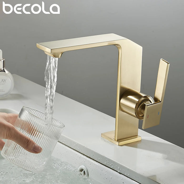 Gray Basin Waterfall Faucets Black Chrome Bathroom Faucet Single Handle Basin Mixer Tap Brush Gold Faucet Brass Sink Bathroom