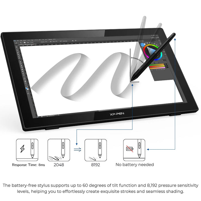 XPPen Artist 22 2nd Gen Graphics Tablet Monitor Pen Display 21.5 Inch Digital Drawing Tablet with Adjustable Stand 122%s RGB