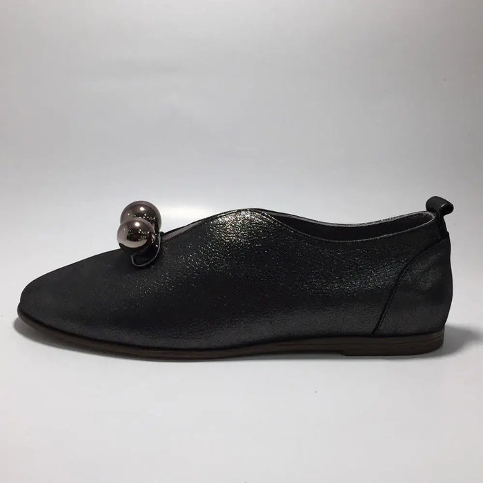 Women Genuine Leather Casual Black Shoes Spring Summer Fashion Lightweight and Comfortable Design Breathable Handmade Flat Shoes